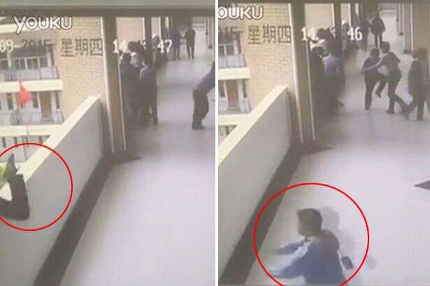 Vídeo mostra momento chocante em que aluno pula do quarto andar de prédio escolar
