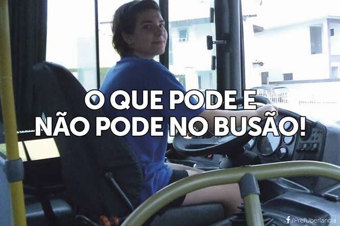 Imagens divertidas mostrando o que o passageiro pode e não pode fazer no ônibus