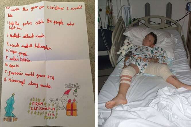 Menino baleado na porta de casa escreve carta comovente com pedido diferente ao Papai Noel