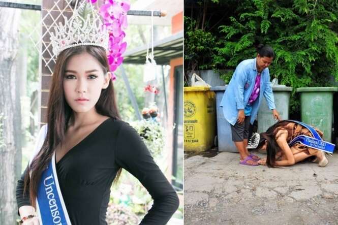 Miss Tailândia volta para agradecer esforços de sua mãe, uma catadora de lixo