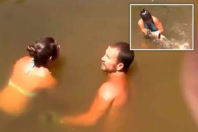 Vídeo mostra mulher usando braço como isca para pescar bagre de 1,20 metros