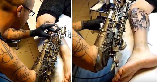 Tatuador que perdeu o braço usa primeira prótese tatuadora do mundo