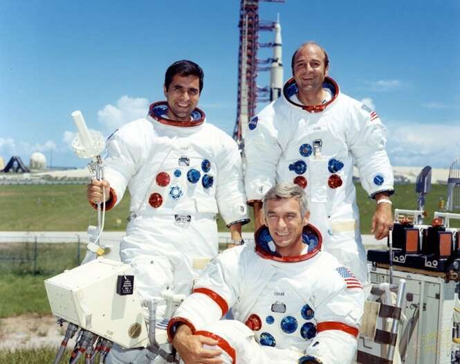 Os tripulantes da missão Apollo 17: o cientista Harrison P. Schmitt e os astronautas Ronald Evans e Eugene Cernan Foto: MegaCurioso