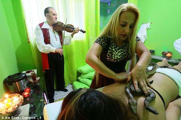 massagem com cobra e violino
