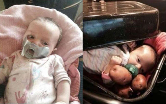 Avó causa polêmica ao postar fotos de neta bebê dentro de assadeira