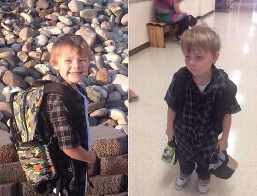 Imagem do antes e depois de criança em seu primeiro dia de aula faz sucesso