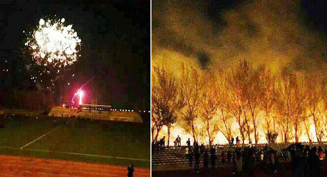 Aluno resolve pedir namorada em casamento usando fogos de artifício e causa enorme incêndio em faculdade