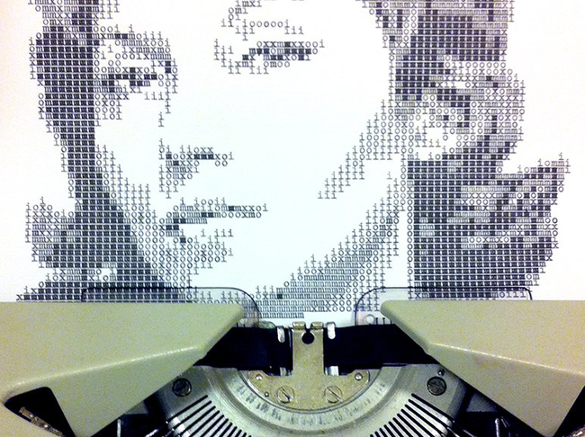 Artista desenha rostos de escritores literários usando apenas máquina de escrever