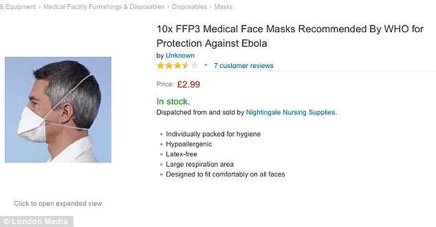 Aumenta o número de vendas de kits com macacões e máscaras contra vírus Ebola
