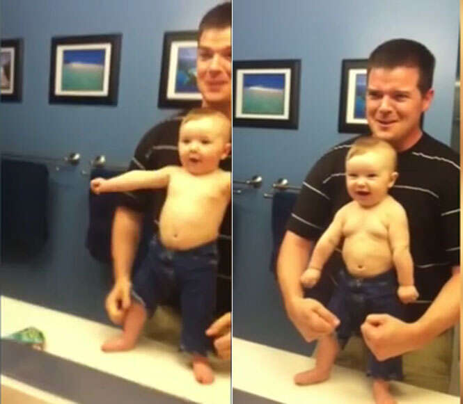 Vídeo adorável mostra bebê realizando poses de fisiculturistas
