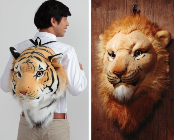 Mochilas com cabeças de leões e tigres fazem sucesso no Japão