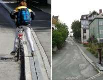 Cidade norueguesa inaugura primeira “escada rolante” para ciclistas em todo o mundo