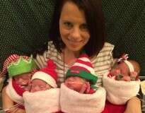 Bebês quadrigêmeos considerados como milagre ao nascerem com apenas 25 semanas de gestação, se preparam para passar, em hospital, primeiro Natal de suas vidas