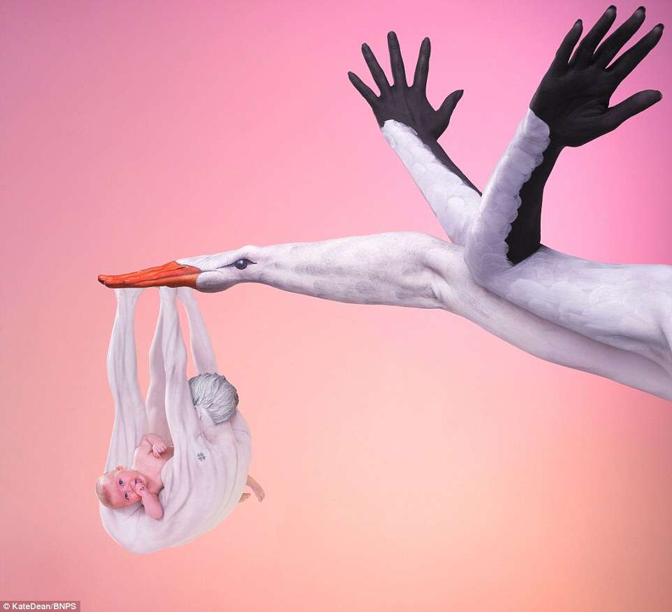 Artista transforma modelos nus em aves com pintura corporal