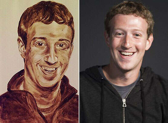 Artista chama atenção ao criar retrato de Mark Zuckerberg feito de fezes