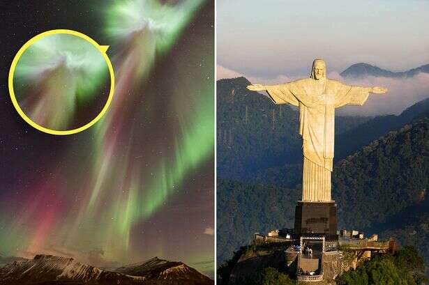 Imagem do Cristo Redentor é flagrada durante exibição de luzes na Islândia