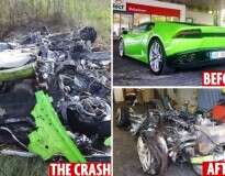 Homem coloca restos de sua Lamborghini de 750 mil reais à venda por R$ 12 mil após amigo se envolver em acidente a 335 km/h
