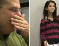 Vídeo comovente mostra momento em que adolescente surda escuta a voz do pai pela primeira vez