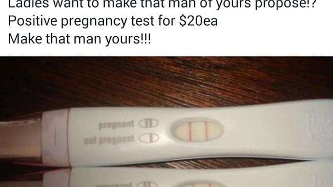 Testes de gravidez positivos são vendidos no Facebook