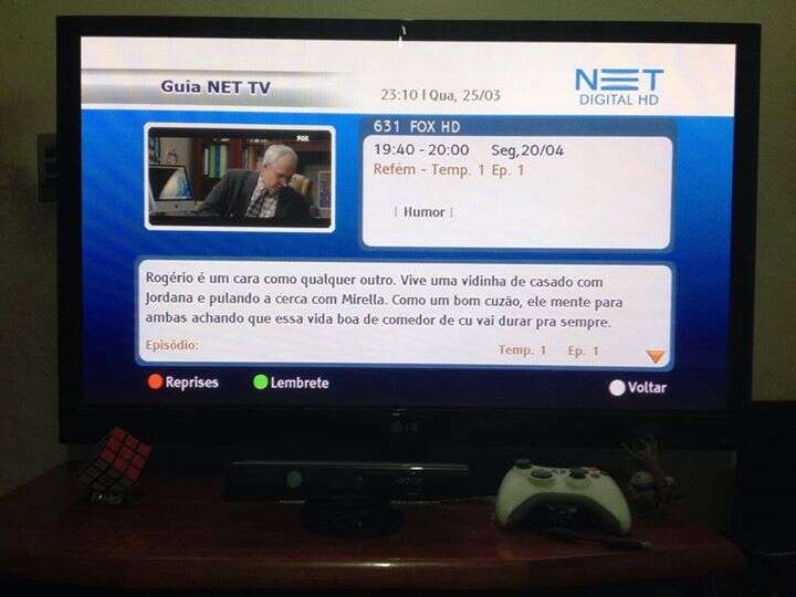 Imagem de descrição de programação em guia de canais de TV a cabo NET bomba na web