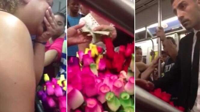 Vendedora de flores em metrô cai em lágrimas após homem misterioso lhe comprar todo seu estoque