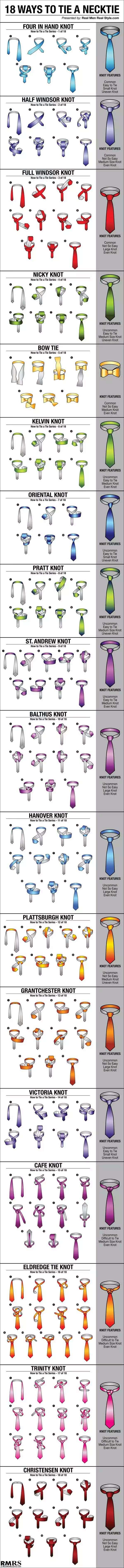 Formas diferentes de dar nó em gravata