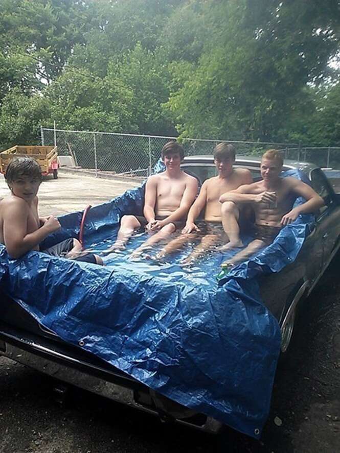 Piscinas improvisadas para superar os dias quentes