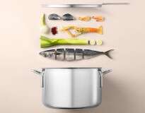 Fotógrafo cria trabalho minimalista de preparação de pratos com ingredientes dispostos ordenadamente