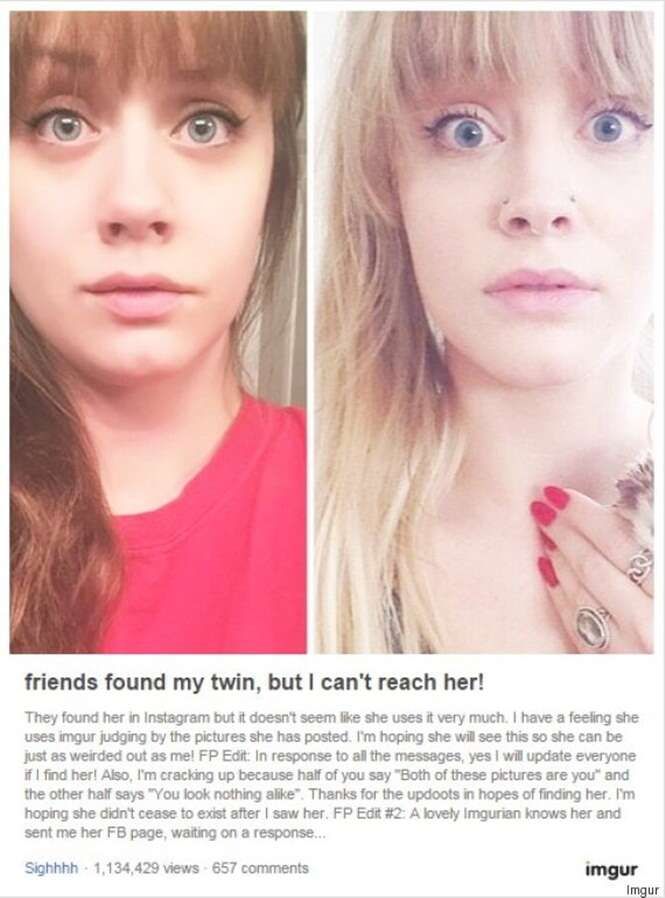 Mulher leva susto ao encontrar falsa irmã gêmea dela em rede social