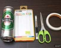 Imagens ensinam como transformar lata de bebida em case para celular