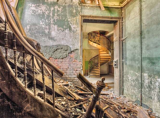 spiral staircase in door framed