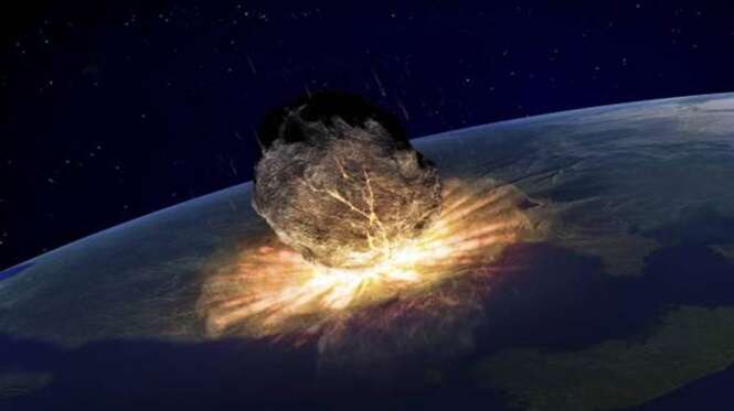 Asteroid hitting earth, artwork