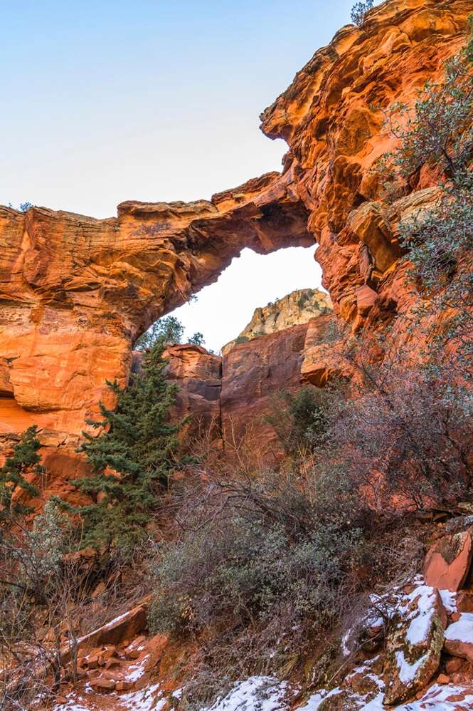 Devil's Bridge near Sedona, AZ with snow