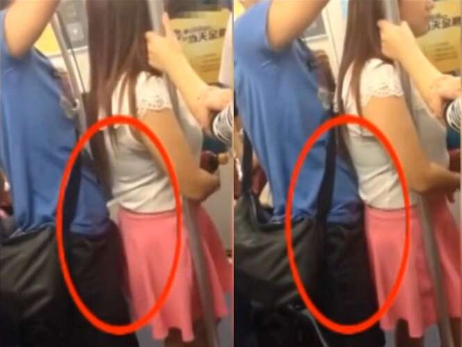 Pervertido é flagrado pressionando genitália contra bumbum de mulher dentro de metrô lotado