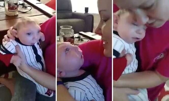 Vídeo emocionante mostra momento em que bebê que nasceu sem parte do cérebro e crânio diz “Eu te amo” à sua mãe