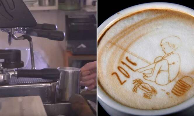 Máquina permite criar desenhos personalizados no seu café