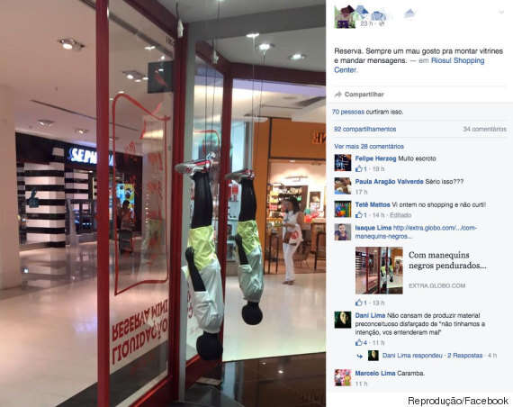 Grife carioca é acusada de racismo ao criar vitrine com manequins negros pendurados de ponta cabeça