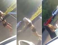 Loira dança com roupa curta na beira de estrada brasileira e provoca acidente ao distrair motoristas