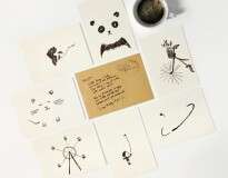 Ilustradores criam cartões postais que se completam com manchas de café