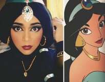 Mulher usa maquiagens e véu islâmico para se transformar nas princesas da Disney