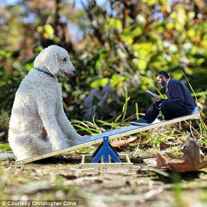 Fotógrafo realiza edição comovente de imagens e faz cão de estimação que salvou sua vida se tornar gigante