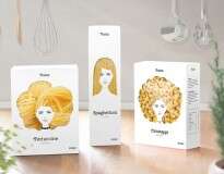 Designer cria embalagens criativas de macarrão inspiradas em cabelos femininos