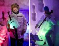 Artista cria instrumentos musicais feitos de gelo