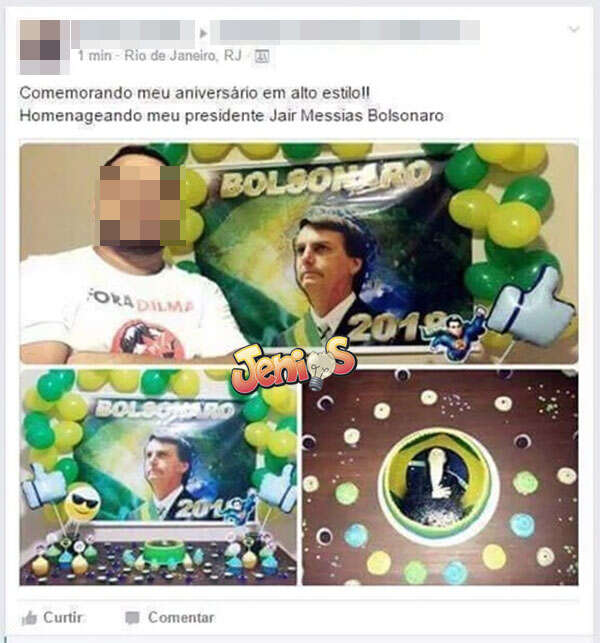 Homem faz festa de aniversário com tema Jair Bolsonaro