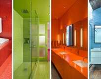 13 inspirações para quem quer dar uma cor ao seu banheiro