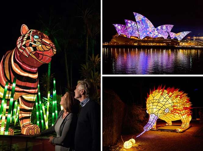 Lindas imagens do festival de luz de Sydney