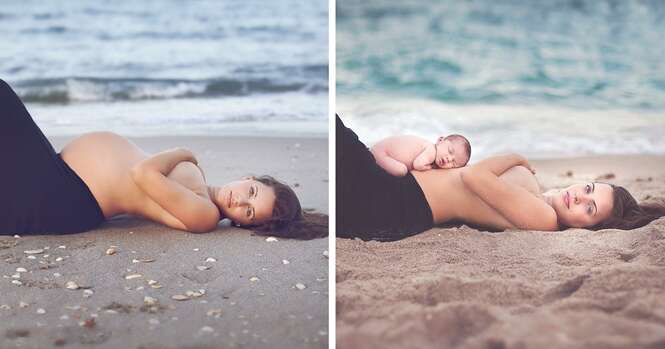 Antes e depois de mulheres se tornando mães