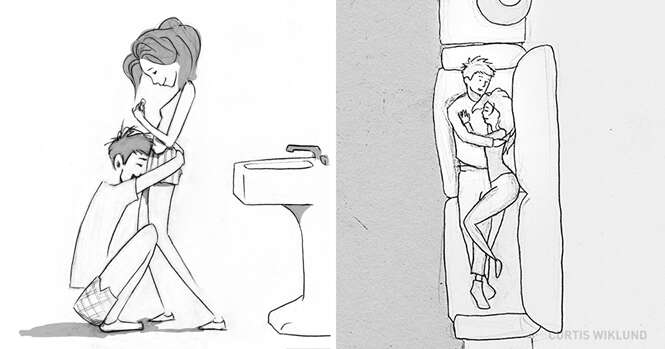 Artista faz ilustrações comoventes de cada dia que passa ao lado de sua amada esposa