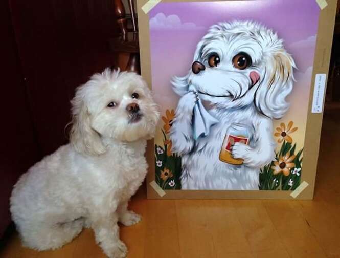 Artista faz sucesso criando desenhos de animais de estimação