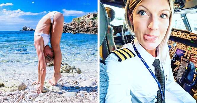 Esta piloto sueca faz ioga e suas fotos estão atraindo seguidores pelo mundo